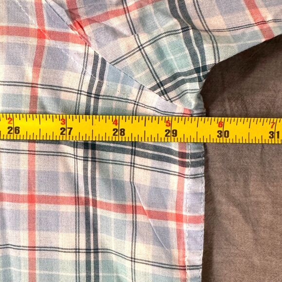 Izod Seaside Poplin Men's 2XL 100% Cotton Short Sleeve Lightweight Summer Plaid - Picture 6 of 10